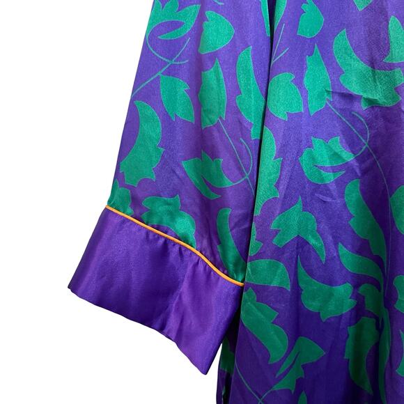 Vintage Victoria's Secret Gold Label Green Purple Satin Wrap Robe size S / M - Picture 13 of 16